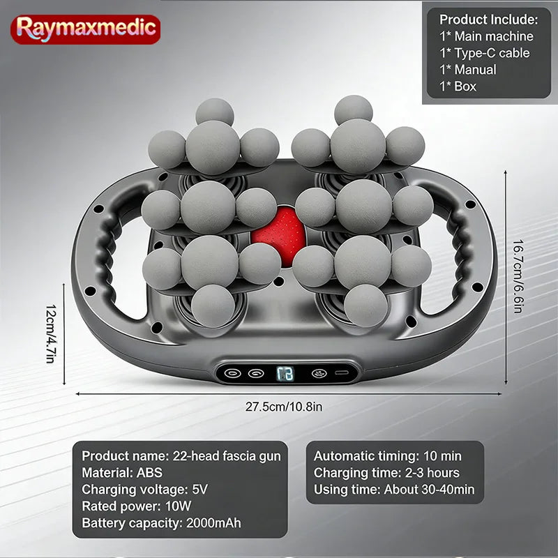 Raymax 22-Head Fascia Gun High-Frequency Vibration Body Massage Gun Back and Waist Neck Shoulder Massager Muscle masajeador