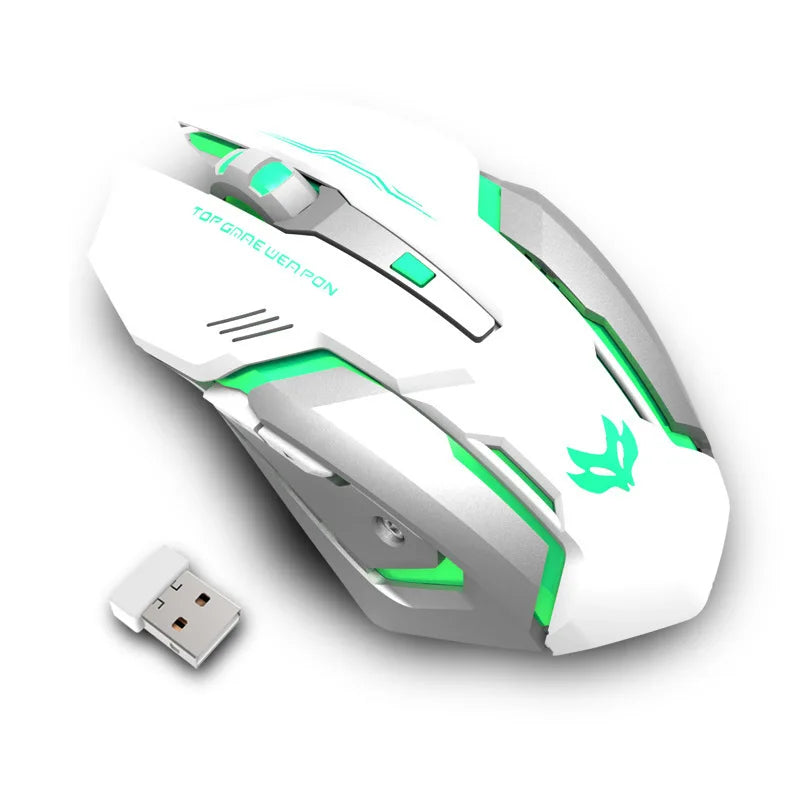 Wireless 2.4G Mouse Silent Light-emitting Rechargeable Gaming Mice 6 Buttons 3 Levels Of DPI Adjustable For  PC/Desktop/Laptops