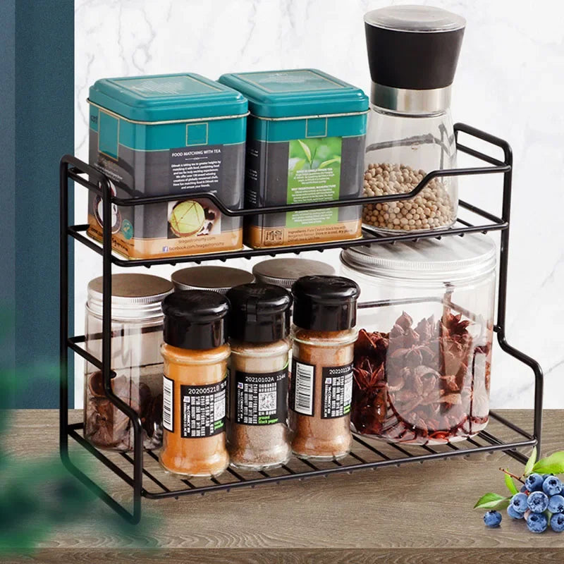 Stainless Steel Storage Rack No Drilling Multifunctional Organizer Shelf for Bathroom Kitchen Bedroom Living Room Desktop Use