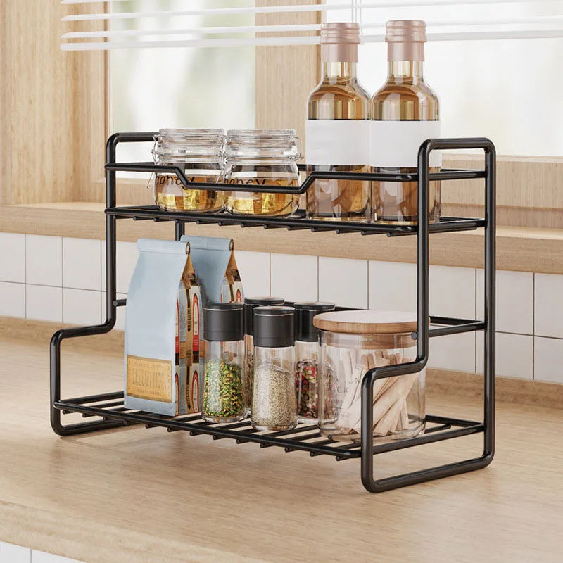 Stainless Steel Storage Rack No Drilling Multifunctional Organizer Shelf for Bathroom Kitchen Bedroom Living Room Desktop Use