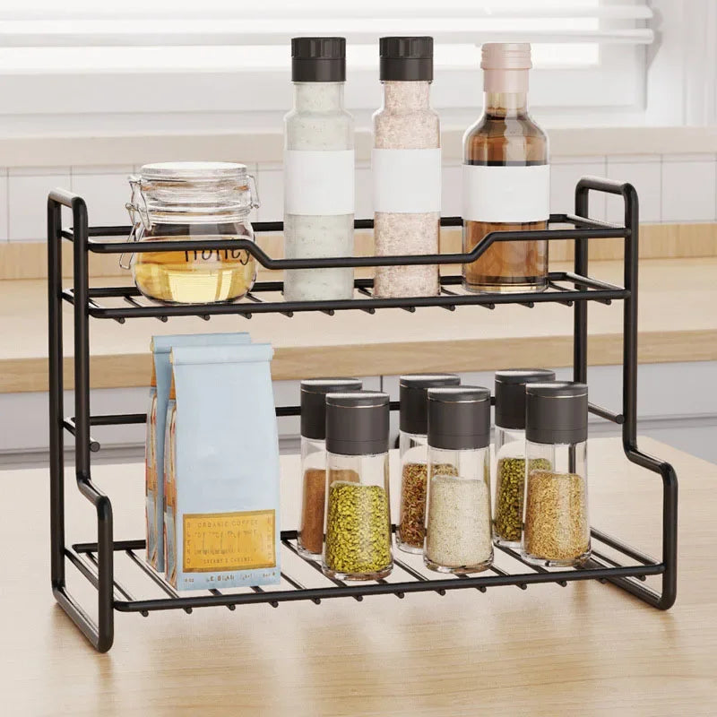 Stainless Steel Storage Rack No Drilling Multifunctional Organizer Shelf for Bathroom Kitchen Bedroom Living Room Desktop Use
