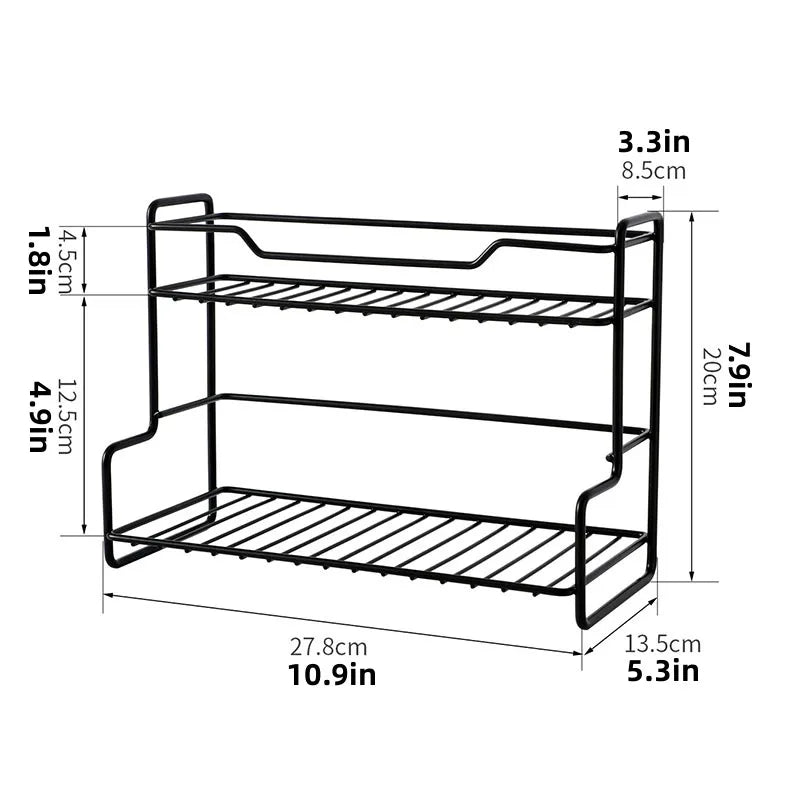 Stainless Steel Storage Rack No Drilling Multifunctional Organizer Shelf for Bathroom Kitchen Bedroom Living Room Desktop Use